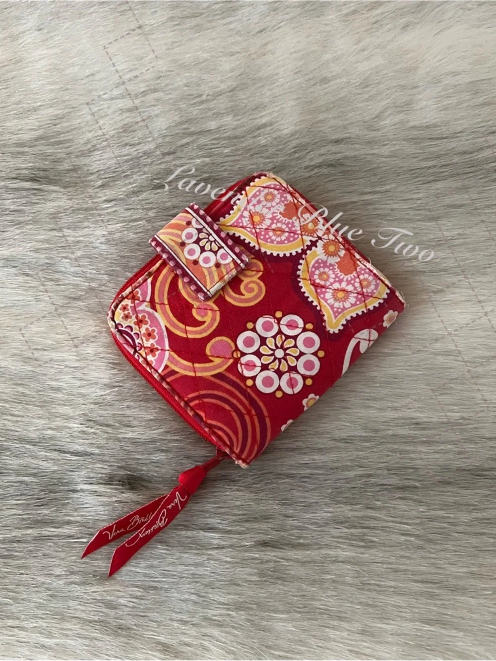 Vintage VERA BRADEY Raspberry Fizz Mini Zip Wallet Orange Red Y2K Floral Snap - Picture 1 of 12